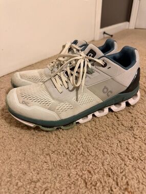 On Running Sneakers in Light Gray and Teal